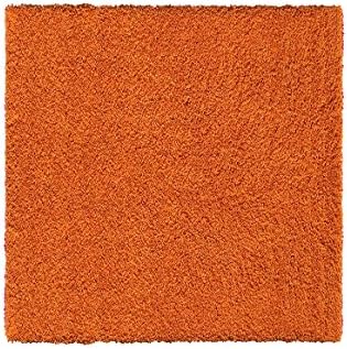 Shag Area Rug, Contemporary Solid Color, Anti-Bacterial, Olefin Fiber, 39-Inch-by-39-Inch Square (3x3), Orange