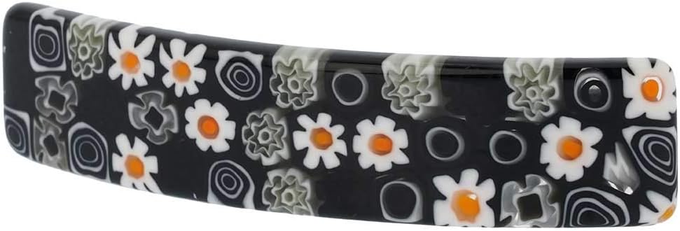 Glass Of Venice Murano Glass Millefiori Hair Clip - Black and White, Black/White - Image 5
