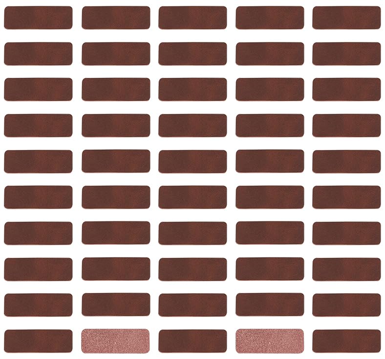 OLYCRAFT 50pcs Blank Leather Labels 2mm Thick Handmade Leather Tags Genuine Leather Embossed Tag 5x1.8cm Embellishment DIY Accessories for Jewelry Making Crafts Sewing Clothes Bag Shoes Jeans Brown