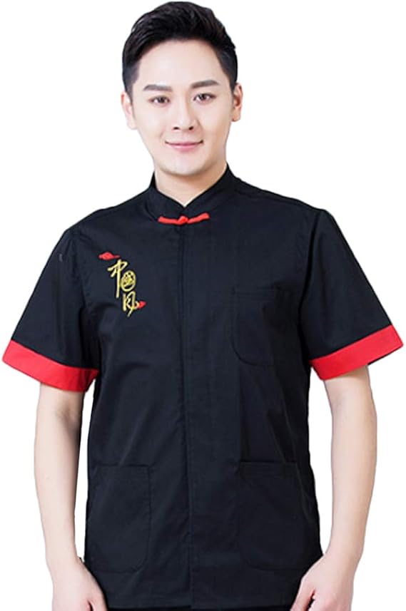Amazon Co Jp Aiweijia メンズ レディース中華風シェフ作業服夏中華料理店レストランシェフ衣服 キッチン作業服 服 ファッション 小物