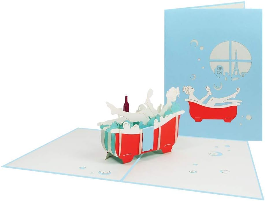 Sweetpopup® 3D Pop-Up Wellness Card, Relaxing Bathtub Design