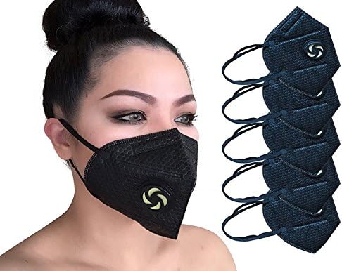N95 Dust Pollution Mask - (5-Pack) 5-Layer Filtration and Protection | Protect Against Germs, Dust, Allergens, Particles | Home, Commercial Use | w/Valve Men, Women, Kids