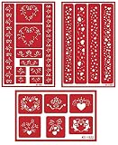 3 Armour Etch Over N Over Reusable Glass Etching Stencils Set | Heart, Floral, Star, Circle Borders and Patterns