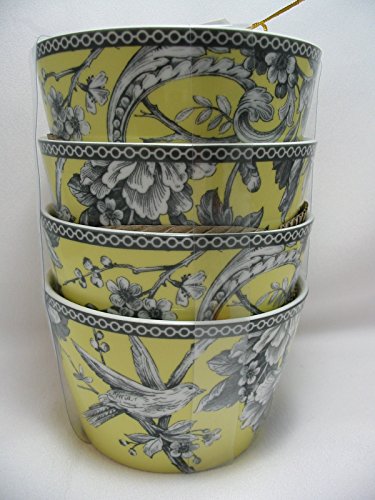 222 Fifth Adelaide Yellow Round Dessert Appetizer Bowls Set of 4 - 4 1/2"
