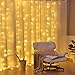 Milemont Window Curtain String Lights Fairy Twinkle Icicle Starry Lights for Wedding Christmas Party Home Garden Bedroom Outdoor Indoor Wall Decorations, 9.8ftx9.8ft Warm White