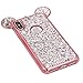 MC Fashion Super Cute Sparkle Bling Glitter 3D Mouse Ears Soft and Protective TPU Rubber Case for iPhone X/iPhone Xs (Rose Gold)