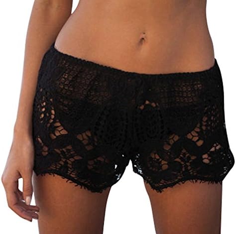 Creabygirls Women's Sexy Hollow Crochet Lace Mini Shorts