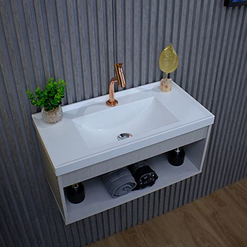 RIVERZZA Gabinete Armario para Banheiro 100% MDF com Cuba - Livorno Lineo 60cm