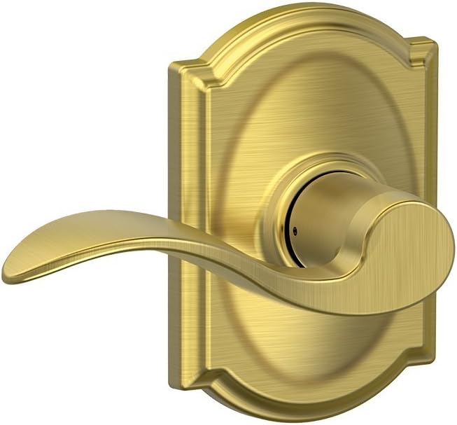 Schlage Accent Lever with Camelot Trim Hall and Closet Lock in Satin Brass - F10 ACC 608 CAM