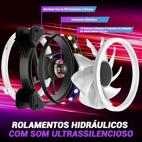 Kit 5 Ventoinhas, Fan 120Mm, Ventoinha 120Mm, Cooler Pc Rgb, Ventoinhas 120 Mm, Kit Fans, Kit Fan Argb, Ventoinha Pc 120 Mm, Fans Argb
