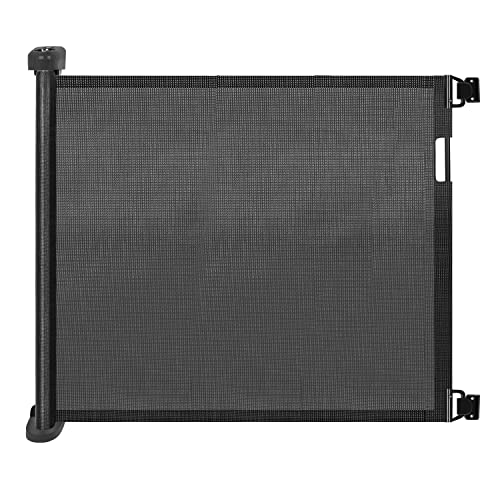 Retractable Baby Gates for Stairs Black, PRObebi Retractable Dog Gate, Stair Gates for Kids or Pets Extends to 54