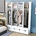 KOUSI Portable Clothes Closet Clothing Storage Plastic Dresser Shelves Armoire Wardrobe Moving Boxes Rack Bins Shelf Closet for Bedroom Organizers and Storage, White, 8 Cubes+4 Hanging Sections