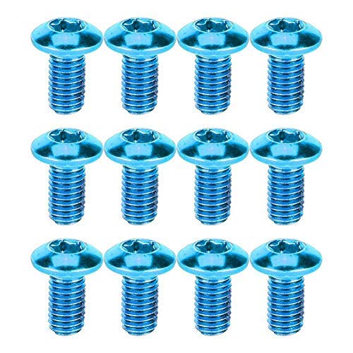 12 Pcs Mountain Bike Disc Brake Rotor Bolts MTB Bicycle Screws Brake Disc Screws for MTB Road Mountain Bike T25 Head (Blue)