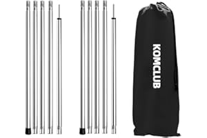 KOMCLUB Adjustable Tent Poles - Heavy Duty Stainless Steel, Lightweight, 78" Collapsible Telescoping Camping Poles Set of 2 f