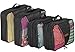 Valyne Mesh Nylon 6-pcs Packing Cubes Set, Travel Accessories Luggage Organizer Bags with Laundry/Shoe Bag (Medium Packs Double Compartment) (Black)