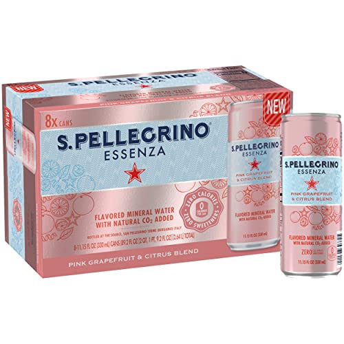 S.PELLEGRINO ESSENZA PINK GRAPEFRUIT & CITRUS FLAVORED MINERAL WATER, 11.15 FL OZ. CANS (8 PACK), 11.15 FL OZ (PACK OF 8)