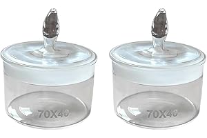 2Pcs Scientific Flat Form Weighing Jars 70x40mm for Accuracy Measurement and Watchmaking Maintenance Low Profile Design Glass