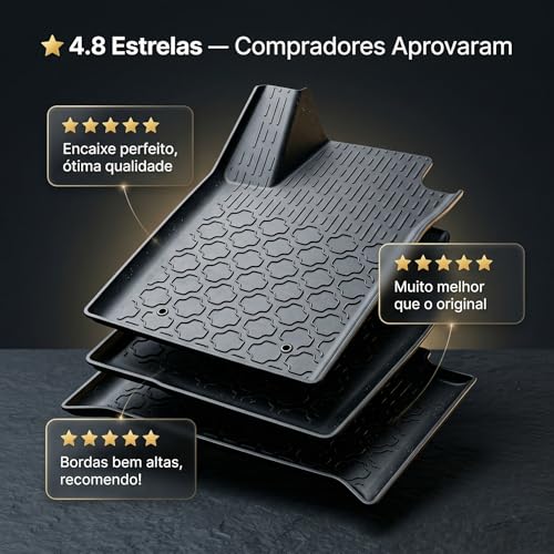 Tapete Fiat Fastback Versão Híbrida 2024 2025 2026 Bandeja 3D Premium Emborrachado Impermeável