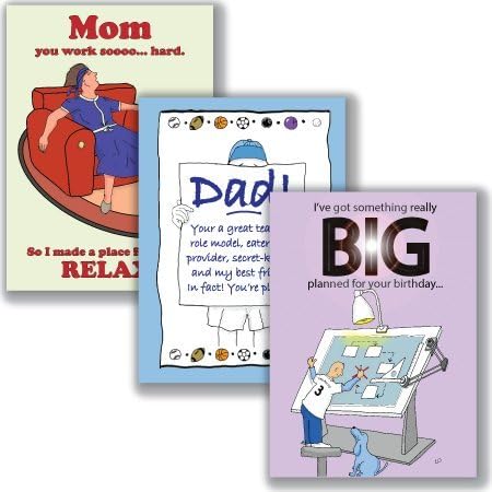 Uncle Pokey Kards From Kids - Kids Cards Series - Full Color Encouragement and Birthday Cards for Mom and Dad on 100 pound paper with envelope folding to 5"x 7" Sold as a 3 card pack