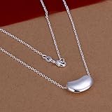 925 Silver Necklace A Chain With A Big Bean