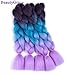 BeautyGrace 5 Packs Ombre Jumbo Braiding Hair Extensions Kanekalon Synthetic Ombre Braid Hair Expressions (24 inch, Purple-Blue-Violet)