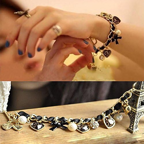 Neuankommende Rhinestone-Leopard-Korn Bowknot- Pfirsich-Herz Perlen-Armband
