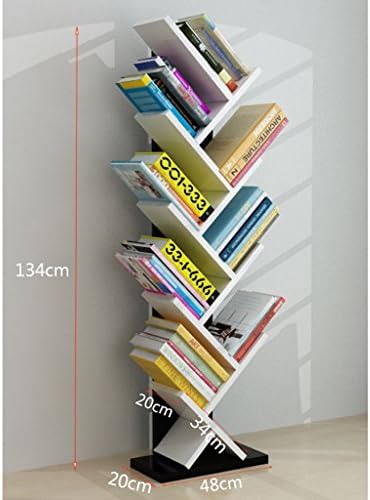 Storage shelves SUBBYE Creative Floorstanding Bookshelf Modern Simple Living Room Bookshelf Tree Shape Children's Bookshelf (Color Optional) (Color : White+black)