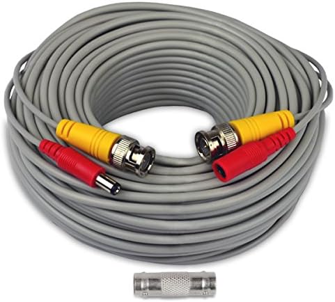100 Feet BNC Video Power Cables, AimHD In-wall Fire-rated Upgraded 24AWG Home Security Camera Extension Siamese Cords Pre-made BNC DC Connectors for CCTV 720p 1080p Surveillance System-Dark Grey
