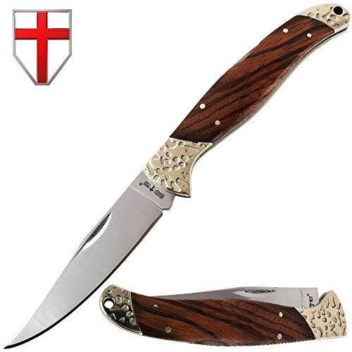 Folding Hunting Knife - Folding Knife - EDC and Outdoor Large Fold Knives Classic Stainless Steel Blade with Wooden Handle - Best Strong Pocket Knife for Urban Hiking and Outdoor - Grand Way FB 0924 T