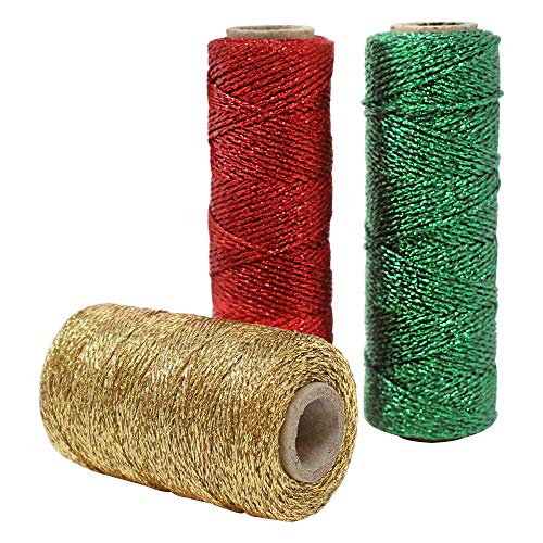 Just Artifacts 3pcs Christmas Assorted Eco Metallic Bakers Twine 55yd 11Ply (Assorted #6) - Thumbnail 6
