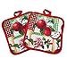 Lobyn Value Packs - 5 Piece Country Kitchen Towel Set: Features Red Apples on a Patchwork Quilt, 2 Decorative Dish Towels, 1 Oven Mitt, and 2 Quilted Potholders
