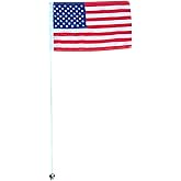 JLP 6 Ft Tall 1/4 In Pole 19x12 In Flag Whip Go-Kart Off-Road Out Door Sports 4X4 Glamis Sand Dunes PWC-ATV-UTV-SXS Motorcycle Glamis Sand Dunes USA AMERICAN FLAG
