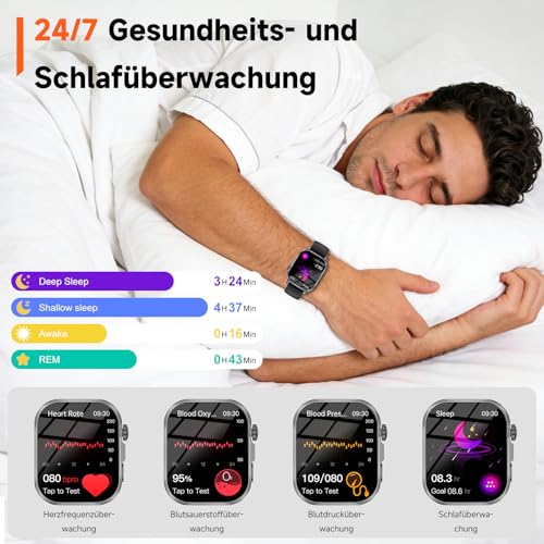 2026 Smartwatch Women Men ECG/Blood Pressure/Uric Acid/BMI/HRV/LED Light, 2.0 Inch Health Watch with 24H Blood Pressure Measurement SpO2 Heart Rate Monitor Body Temperature Sleep Monitor, SOS