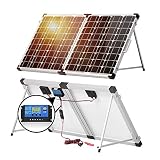 DOKIO 100w(50x2) 12v Monocrystalline Foldable Solar Panel, Portable Folding Solar Panel Suitcase with Charge Controller