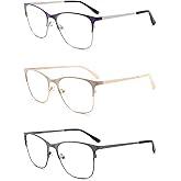 DONGDI Metal Blue Light Blocking Reading Glasses Oversized Readers for Women Big Head/Large Face Cheaters