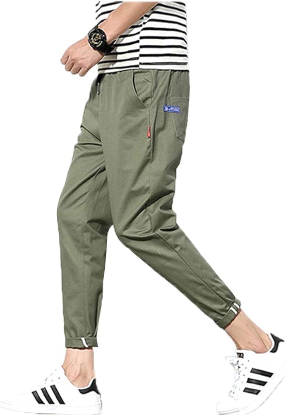 Amazon Ykibeauty メンズ カーゴパンツ ９分丈 テーパードタイプ おしゃれ ワイドパンツ 大きいサイズ ゴムウエスト ロング パンツ 通販