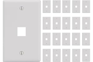ICC 1-Port Keystone Wall Plate (25 Pack), UL Listed, Durable ABS Plastic, Single Gang Wall Plate for RJ45 Modular Jack and Inserts, White