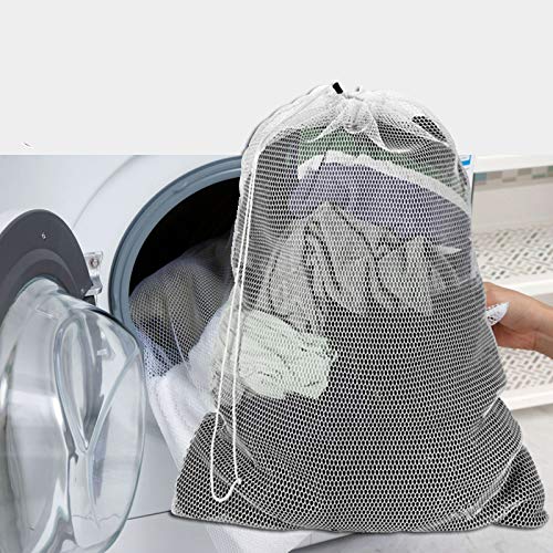Meowoo White Drawstring Mesh Laundry Bag for Washing Machine, 27×35inch Extra Large Washing Bag Net for Delicates - Thumbnail 5