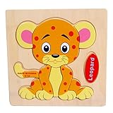 LandFox Toy,Kids Education And Learning Puzzles Toys Wooden Leopard Jigsaw Toys