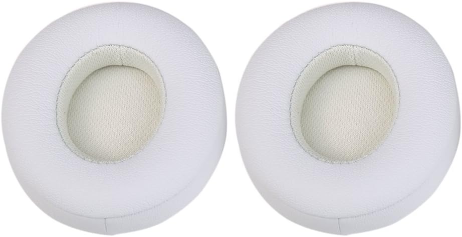Memory Foam Protein Leather Earpad Cushion Replacement for Beats SOLO 2 / 3 Wireless On Ear Headphones by Dr. Dre ONLY Ear Cups (White)