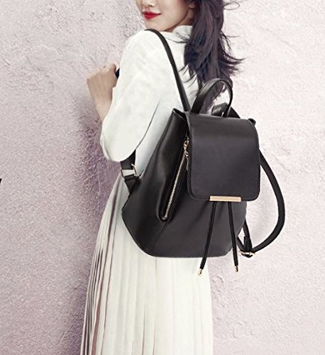 aeoss leather pu black red golden handbag backpack college school travel gym