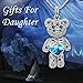 T400 Blue Heart Crystal Teddy Bear Pendant Crystal Necklace Graduation Gifts for Her Girls Daughter