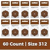 AmazonBasics 1.45 Volt Hearing Aid Batteries - Pack of 60, Size 312