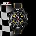 Fanmis GT Racer Sport Watch Military Pilot Aviator Army Style Black Silicone Yellow Men's Watch