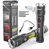 Nebo Slyde King 6434 Rechargeable LED Flashlight Work Light Adjustable Zoom with Lumintrail USB Plug Adapters