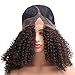 YIROO Afro Curly Wig Synthetic Fiber Lace Front Wig Kinky Curly L Part 16 inch Heat Resistant Wigs with Cap Replacement Dark Brown Color Wig For Women(16inch,#4)
