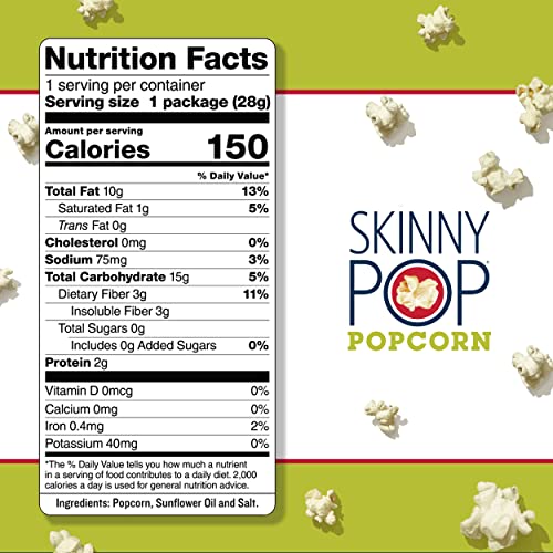 SkinnyPop Popcorn, Gluten Free, Dairy Free, NonGMO, Healthy Snacks, Skinny Pop Original Popcorn