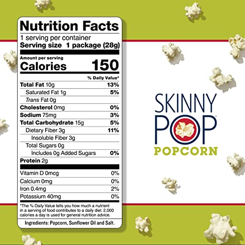 SkinnyPop 00408 Popcorn, Original, 1 oz Bag, 12/Carton