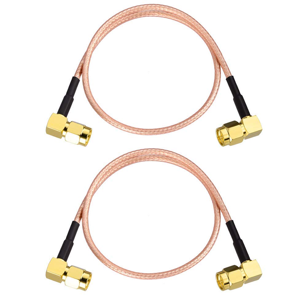 Photo 1 of Superbat 2-Pack SMA Cable Extension, SMA Male to SMA Male Right Angle Connector Cable RG316 Coax Jumper, 12" for Antenna Router WiFi Cable Network Analyzer etc.