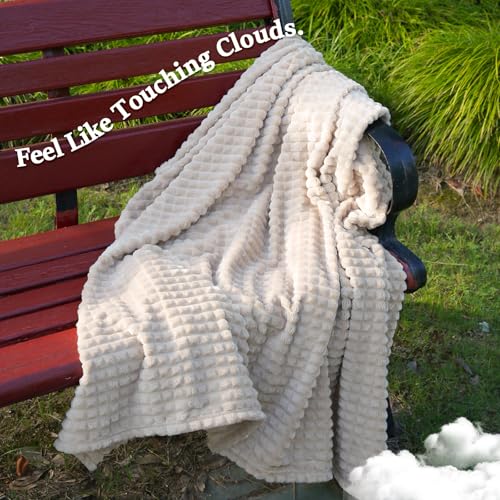 Simple&Opulence Tan Throw Blanket for Couch-Super Soft Fluffy Blankets for Women 50x70 Inches Cozy Lightweight Fleece Blanket for Home Decor